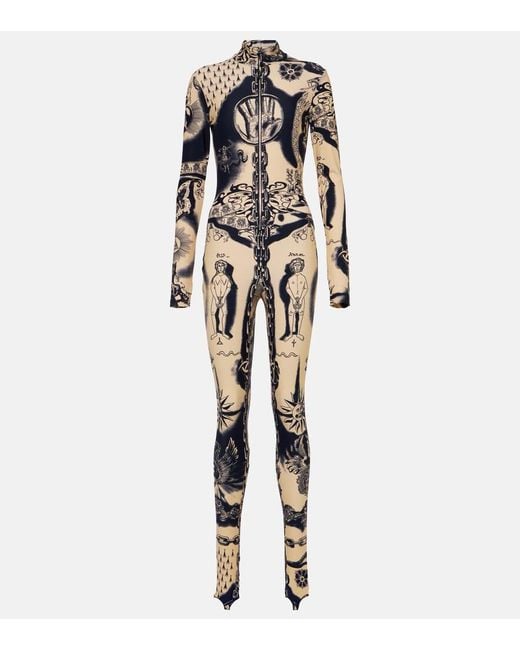 Jean Paul Gaultier Multicolor Tattoo Collection Printed Jersey Catsuit