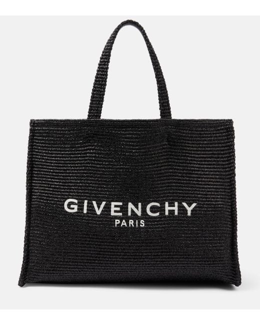 Givenchy Black G-tote Medium Raffia Tote Bag