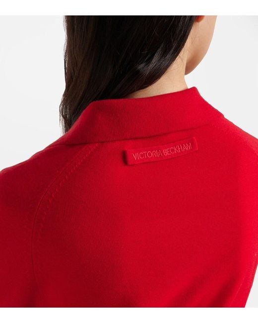 Victoria Beckham Red Wool Polo Shirt