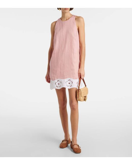 Staud Pink Minikleid Mika Aus Leinen