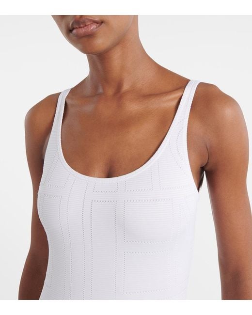Totême White Monogram Jersey Swimsuit