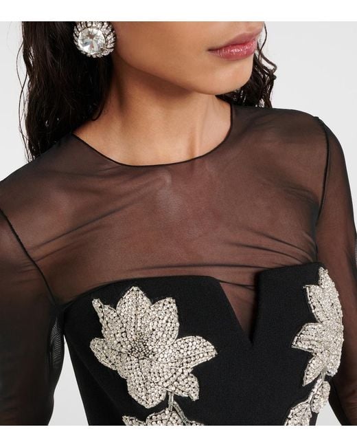 Rebecca Vallance Black Ginevra Embellished Midi Dress