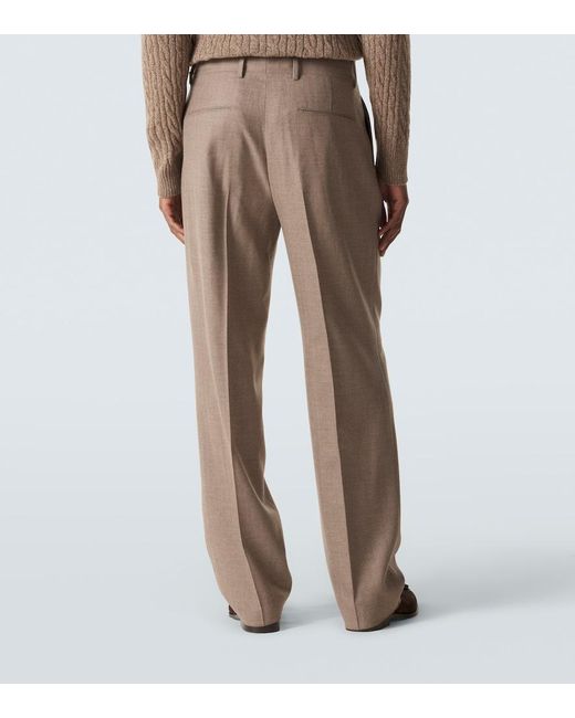 Loro Piana Brown Buxton Virgin Wool Straight Pants for men