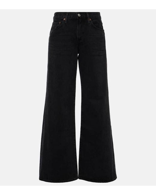 Agolde Black Clara Low-rise Wide-leg Jeans
