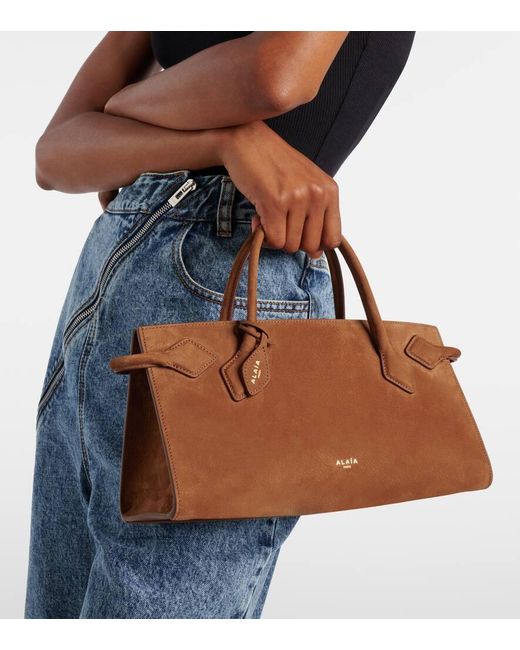 Alaïa Brown Tote Bag Aus Veloursleder