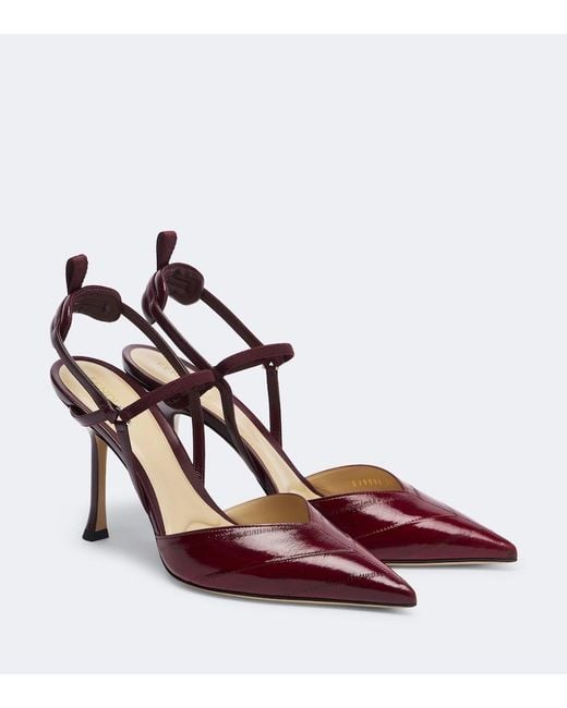 Fendi Red Very Colibri Leather Slingback Pumps