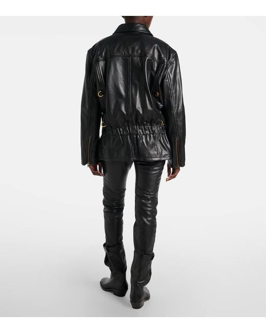 Isabel Marant Black Caitlyn Belted Leather Jacket
