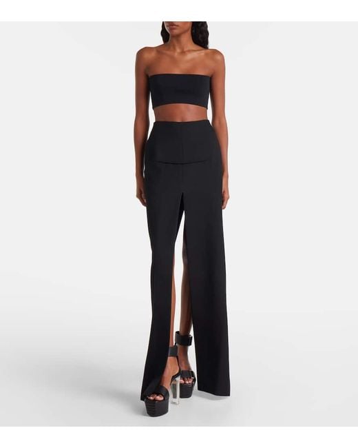 Rick Owens Black High-Rise Virgin Wool Maxi Skirt