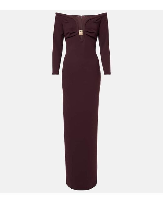 Roland Mouret Purple Verzierte Robe Aus Cady