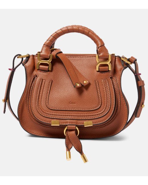Chloé Brown Marcie Mini Leather Crossbody Bag