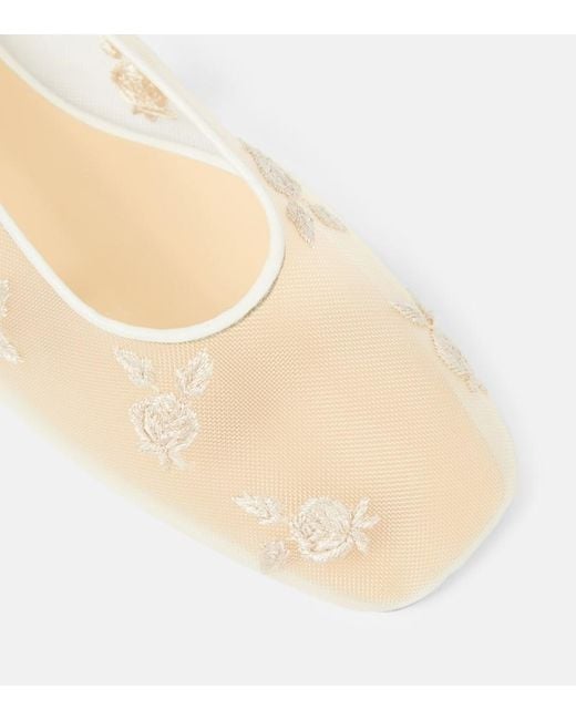 Magda Butrym Natural Embroidered Mesh Ballet Flats