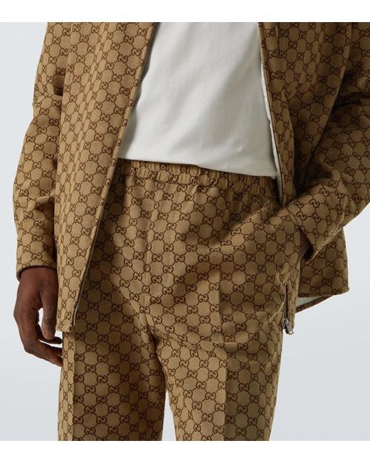 Gucci Natural Gg Supreme Cotton-Blend Pants for men