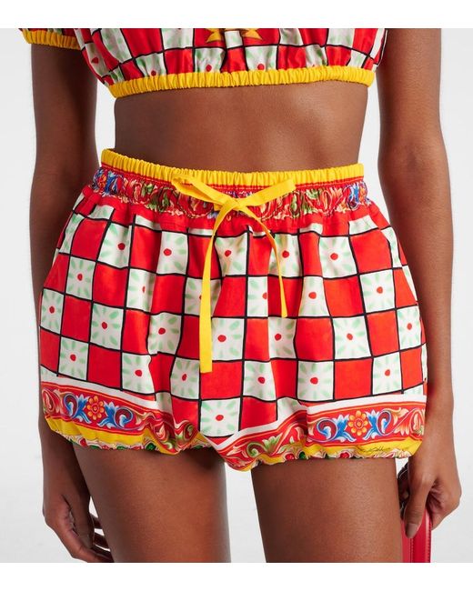 Dolce & Gabbana Red Printed Cotton Shorts
