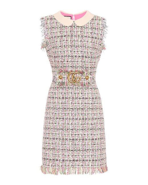 Gucci Embellished Tweed Dress | Lyst