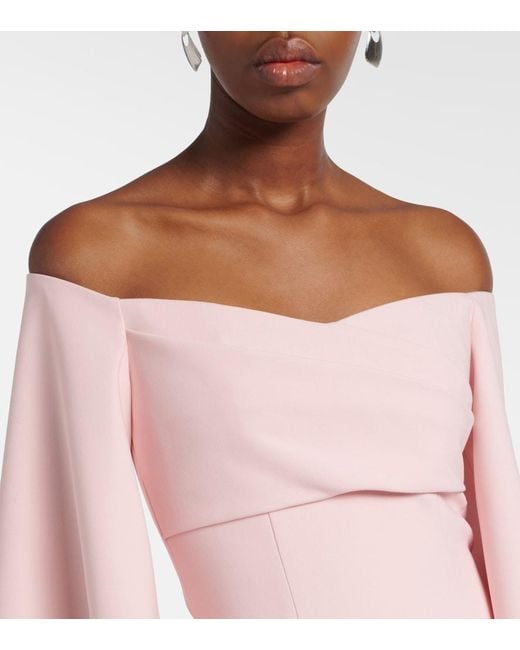 Solace London Pink Rina Satin And Crepe Maxi Dress