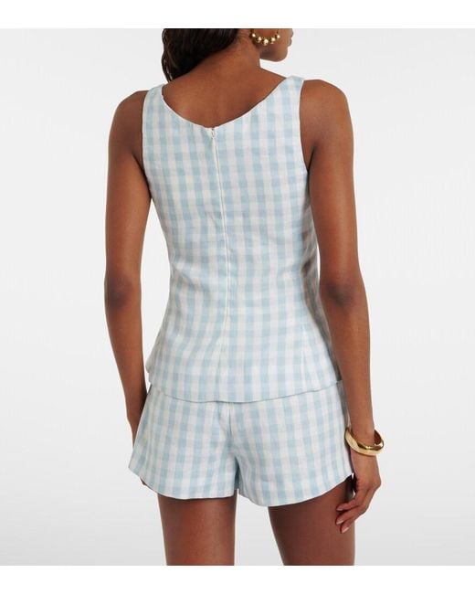 Faithfull The Brand Blue Martuba Gingham Linen Top