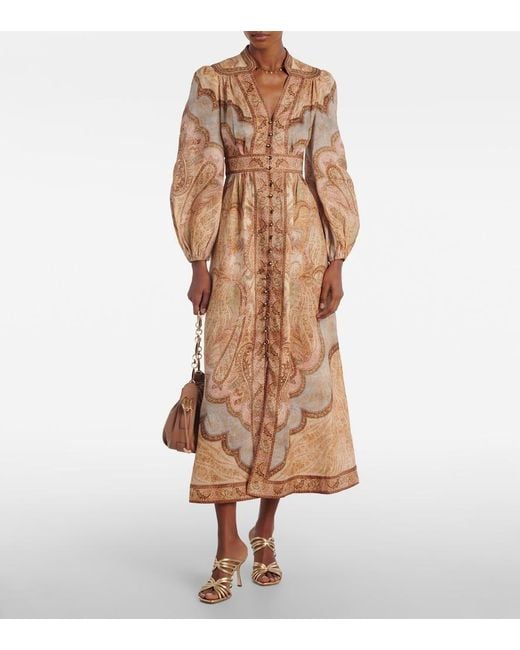 Zimmermann Natural Wanderlust Linen Midi Dress
