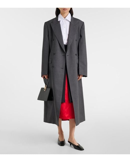 Rohe Black Double-Breasted Virgin Wool Coat