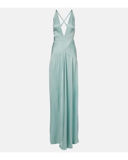 Tom Ford Blue Halterneck Silk Satin Gown
