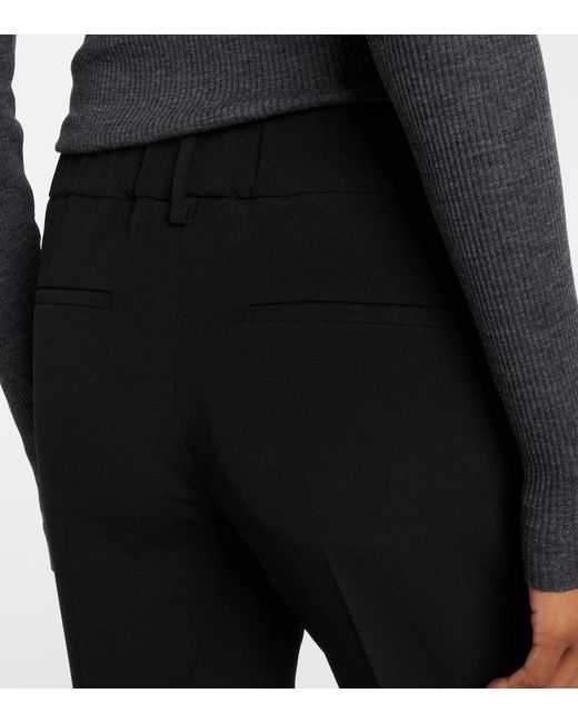 Brunello Cucinelli Black Silk-blend Cropped Pants