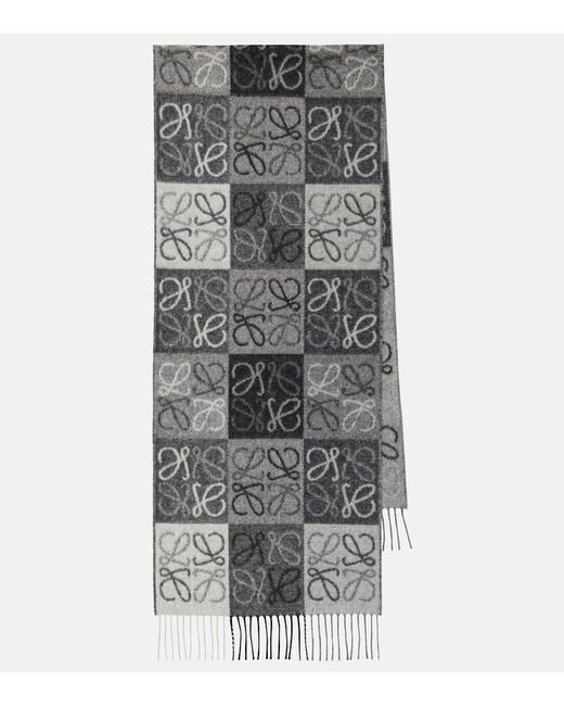 Loewe Gray Anagram Wool And Cashmere Scarf