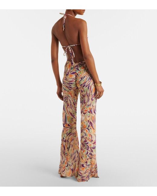 Alexandra Miro Pink Scarlett Printed Flared Pants