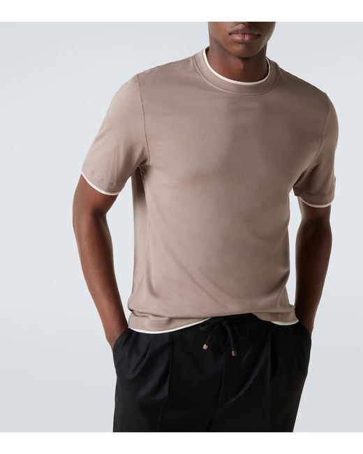 Brunello Cucinelli T-Shirt Aus Baumwoll-Jersey in Natural für Herren
