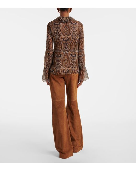 Nili Lotan Brown Cecily Paisley Silk Chiffon Blouse