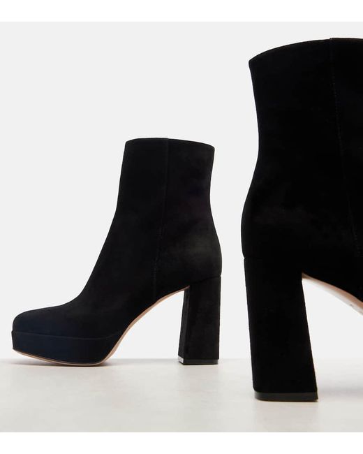 Gianvito Rossi Black Daisen 95 Suede Platform Ankle Boots
