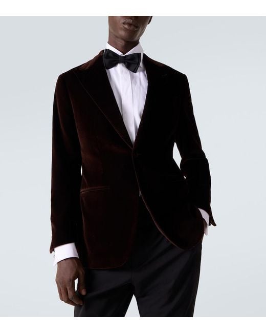 Thom Sweeney Black Cotton Velvet Blazer for men
