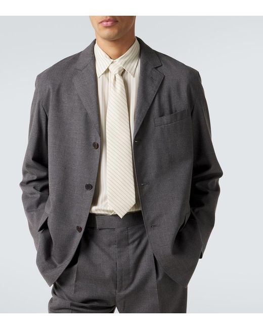 Auralee White Striped Wool Tie for men