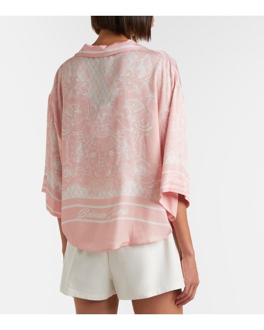 Balmain Pink Printed Twill Pajama Shirt