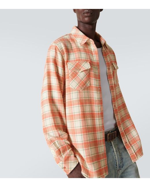 God's True Cashmere Pink Plaid Cashmere Shirt for men