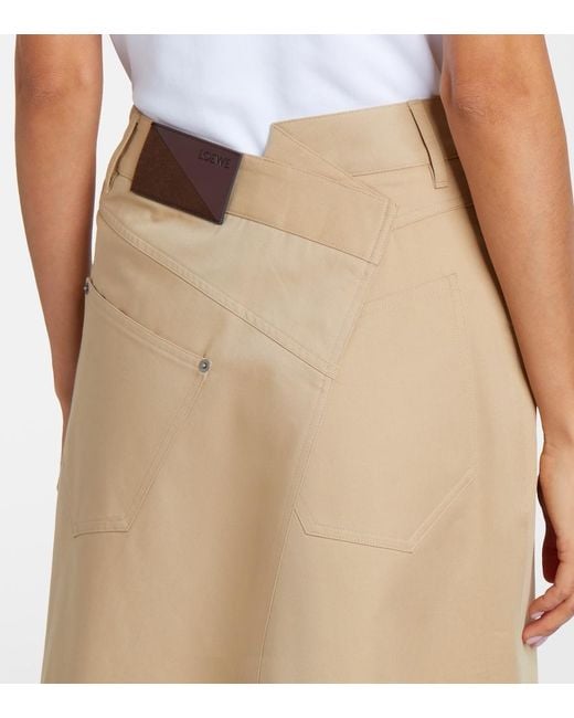 Loewe Natural Asymmetric Cotton Midi Skirt