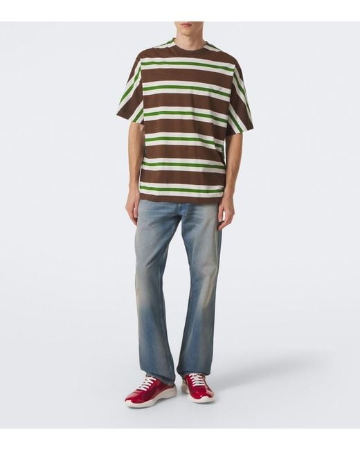 Prada Red America's Cup Leather-Trimmed Sneakers for men