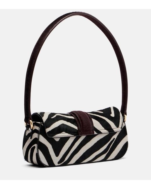 The New Arrivals Ilkyaz Ozel Black Zebree.07 Calf Hair Shoulder Bag