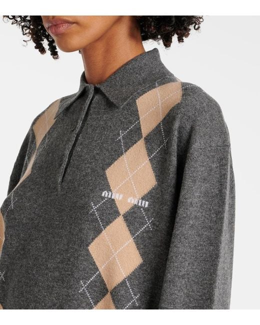 Miu Miu Green Logo Wool And Cashmere Cardigan
