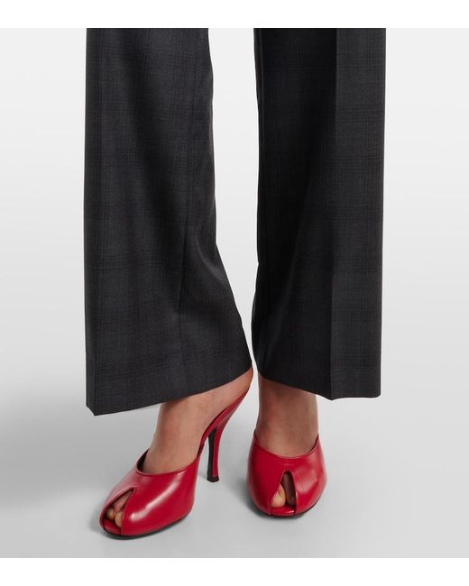 Blazé Milano Blue Lundy Checked Virgin Wool Flared Pants