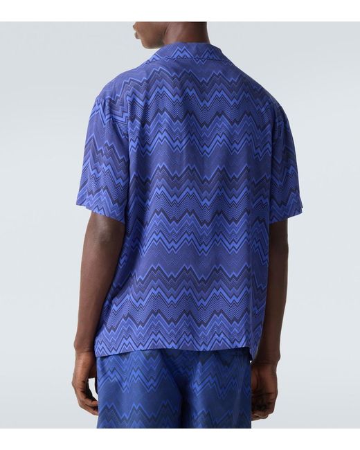 Missoni Blue Zigzag Bowling Shirt for men