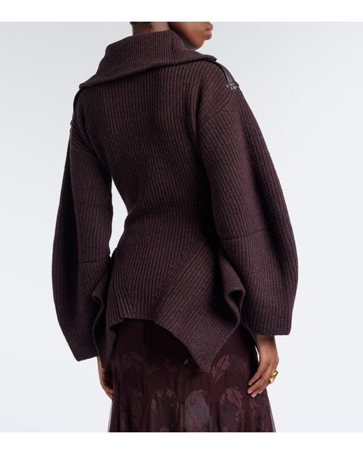 Zimmermann Brown Valiant Wool-Blend Half-Zip Sweater