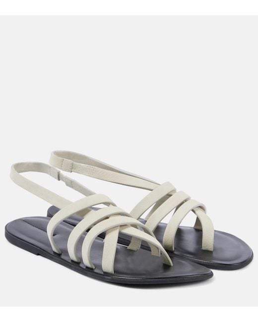 The Row Gray Line Leather Sandals