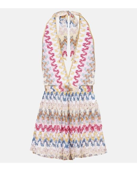 Missoni Red Zigzag Lame Romper