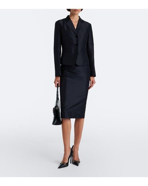 Gucci Black Silk Faille Pencil Skirt
