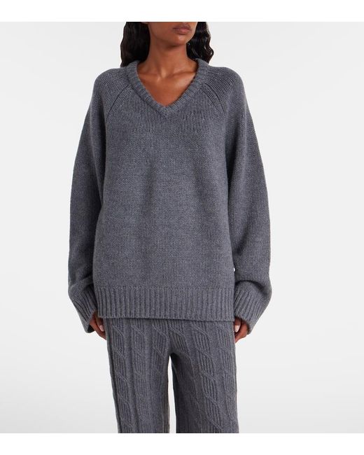 Lisa Yang Gray Oversize-Pullover Oia Aus Kaschmir