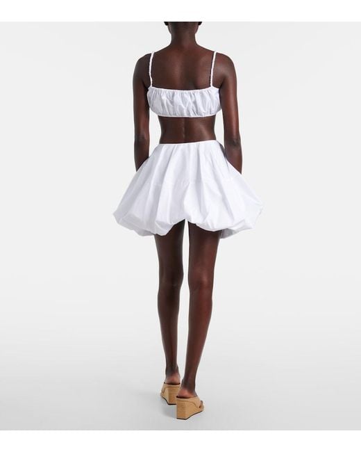 Alaïa White Ruched Cotton Bra Top