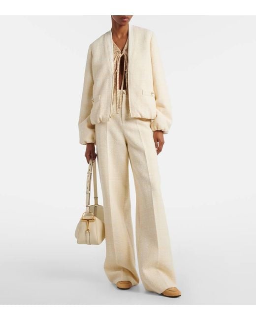 Gucci Natural Checked Cotton-Blend Tweed Jacket