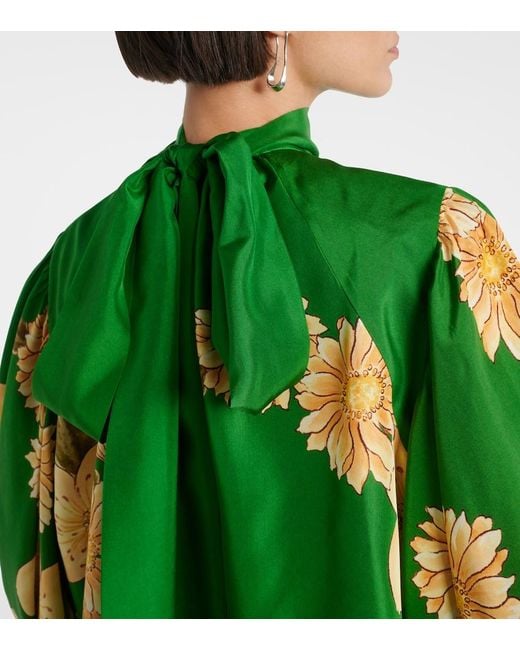 ALÉMAIS Green Sage Floral Silk Blouse