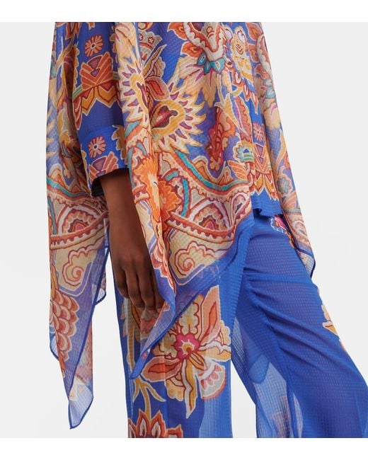 Etro Blue Printed Poncho