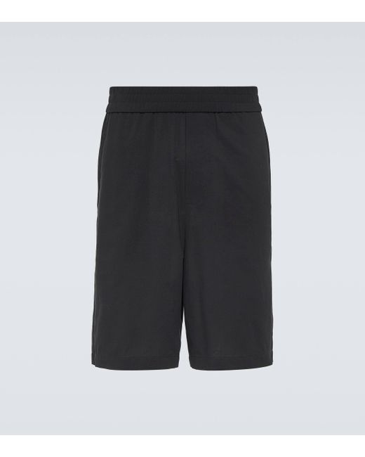 AMI Black Cotton Crepe Bermuda Shorts for men