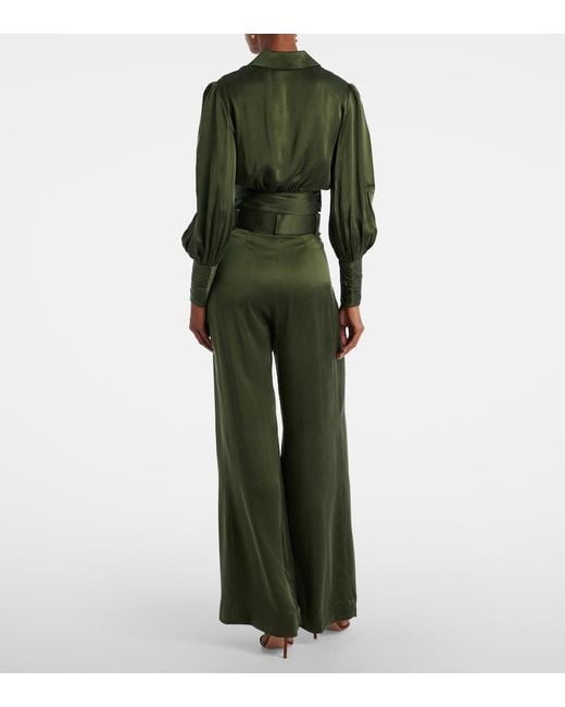 Zimmermann Green Silk Satin Wrap Top